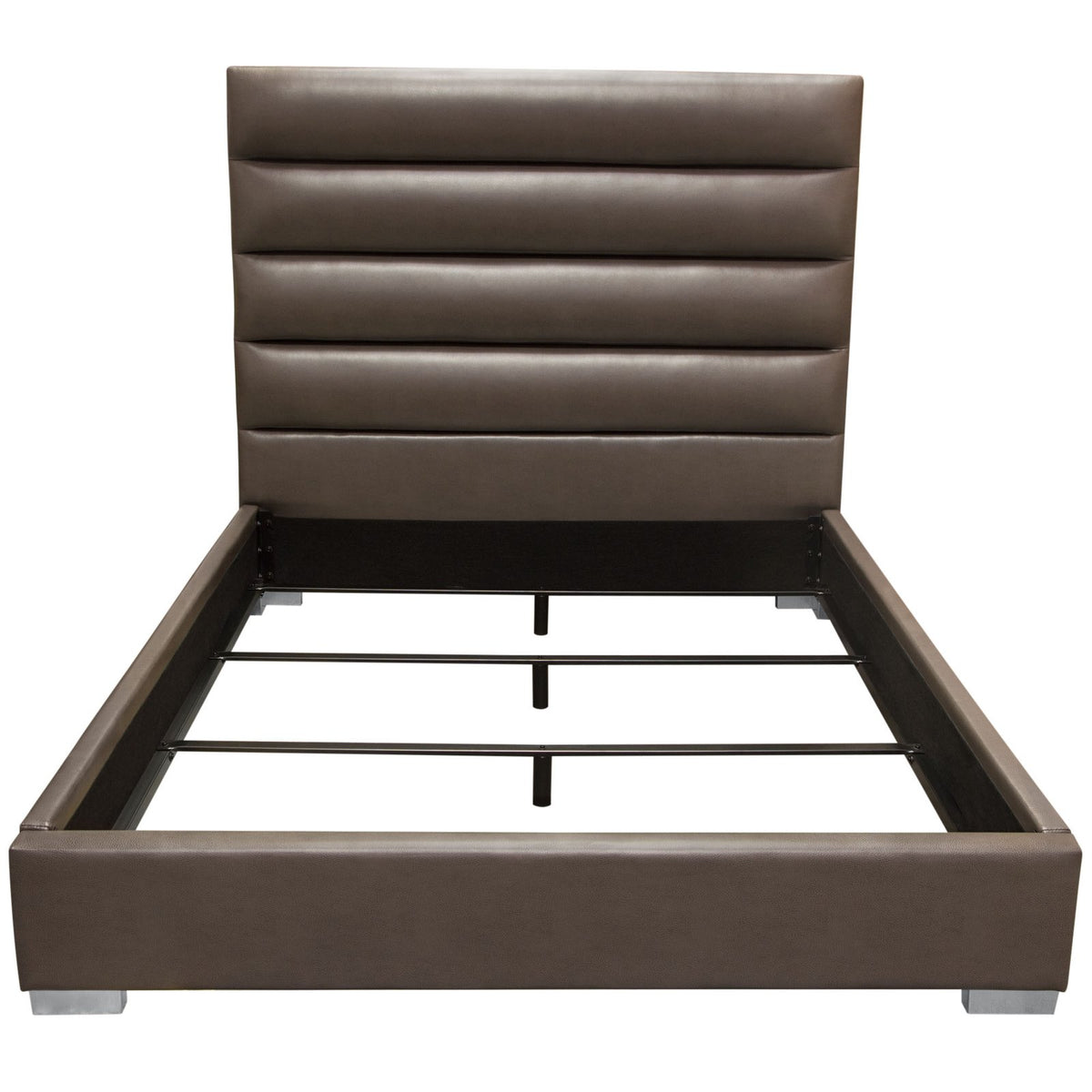 Bardot Channel Tufted Queen Bed in Elephant Grey Leatherette