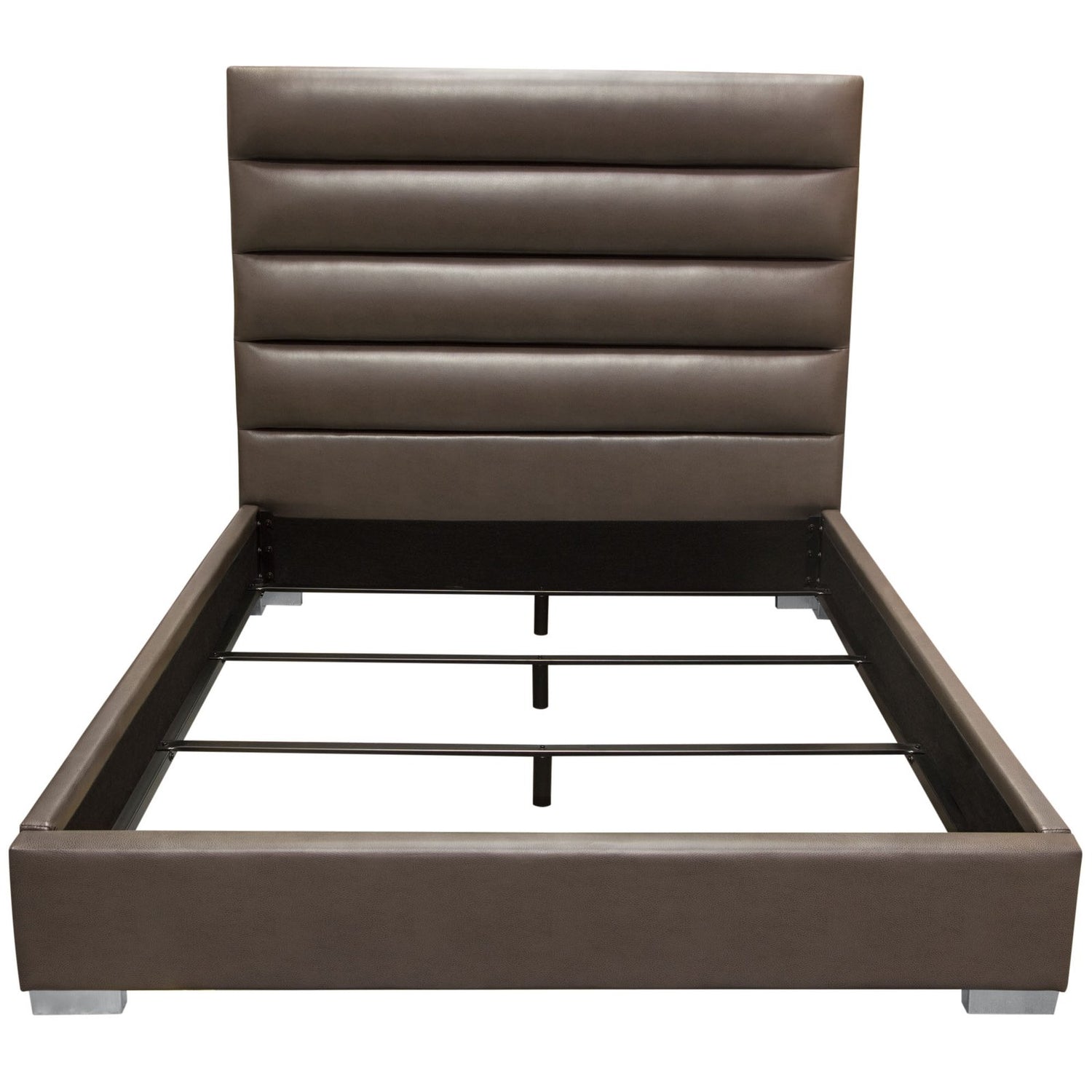 Bardot Channel Tufted Queen Bed in Elephant Grey Leatherette