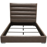 Bardot Channel Tufted Queen Bed in Elephant Grey Leatherette
