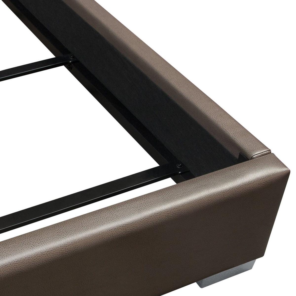 Bardot Channel Tufted Queen Bed in Elephant Grey Leatherette