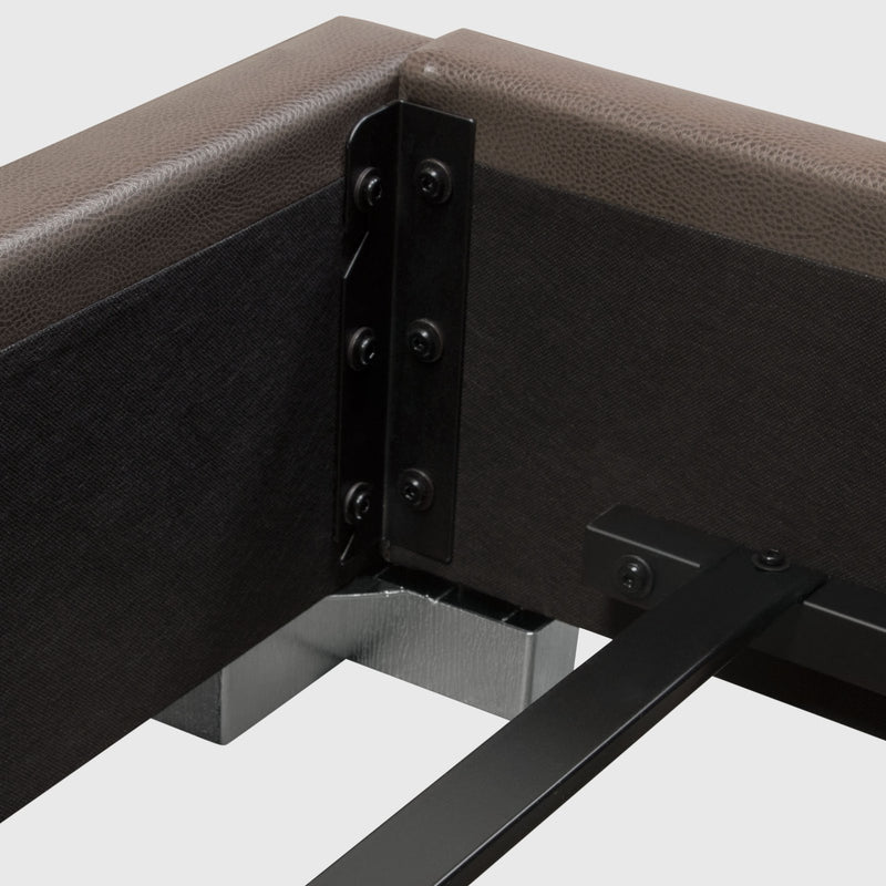 Bardot Channel Tufted Queen Bed in Elephant Grey Leatherette