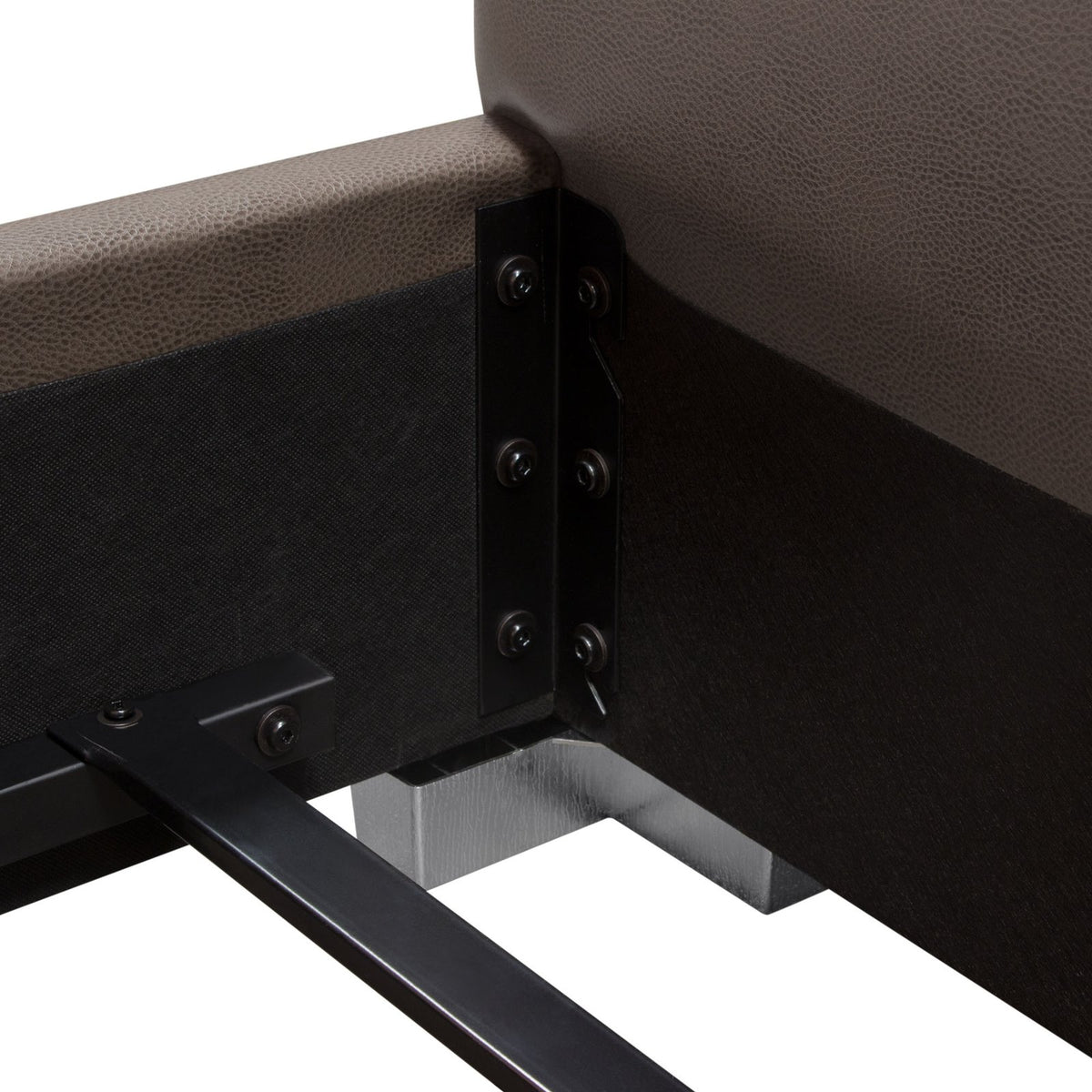 Bardot Channel Tufted Queen Bed in Elephant Grey Leatherette