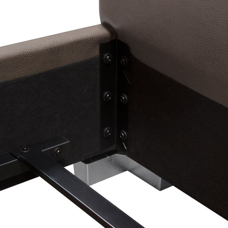 Bardot Channel Tufted Queen Bed in Elephant Grey Leatherette