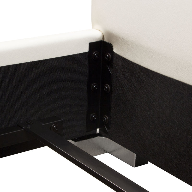 Bardot Channel Tufted Queen Bed in White Leatherette