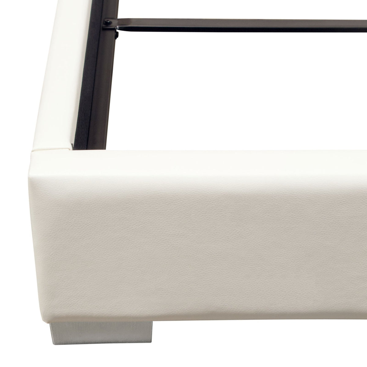 Bardot Channel Tufted Queen Bed in White Leatherette