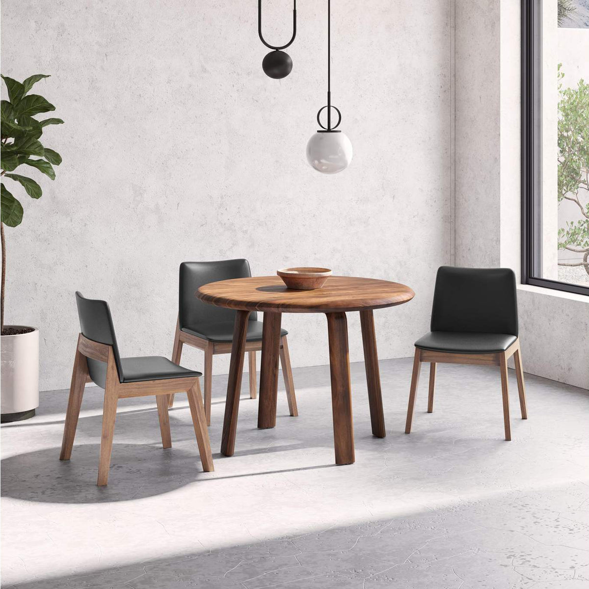 BC-1016-48 Deco Dining Chair Ebony PVC - Set Of Two