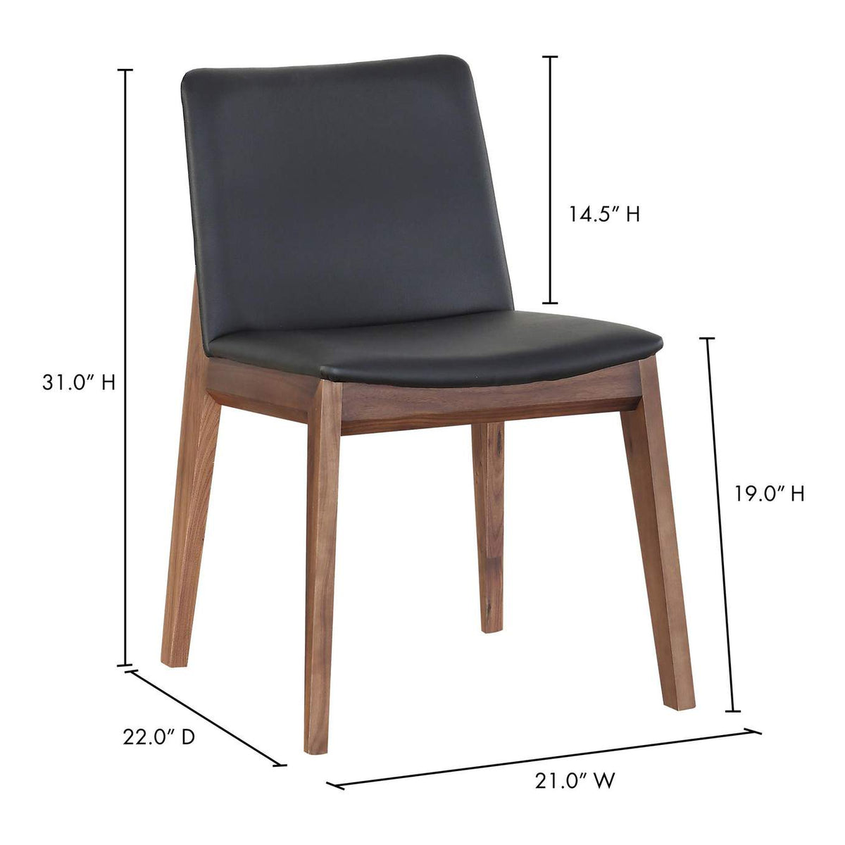 BC-1016-48 Deco Dining Chair Ebony PVC - Set Of Two