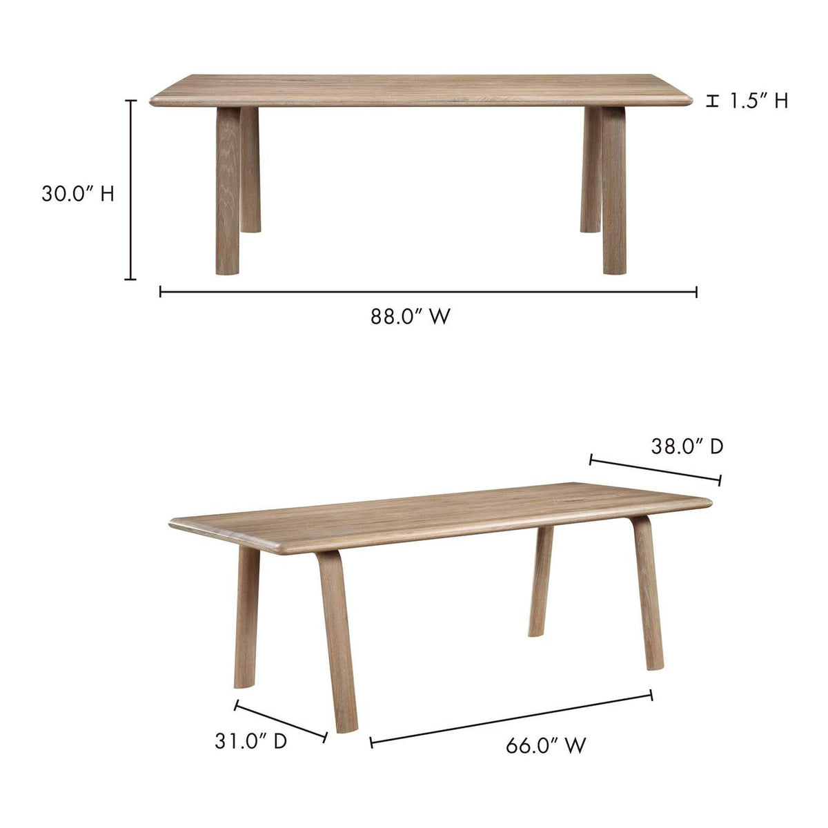 BC-1046-18 Malibu Dining Table White Oak