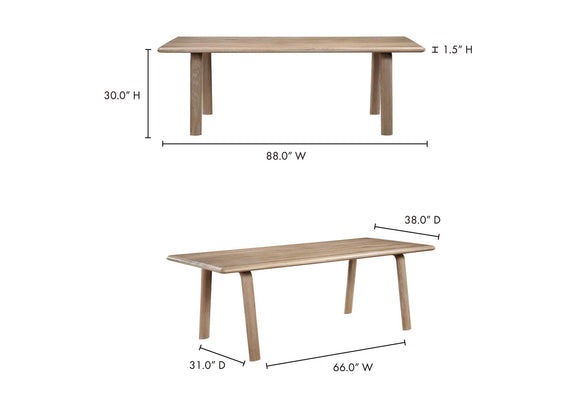 BC-1046-18 Malibu Dining Table White Oak