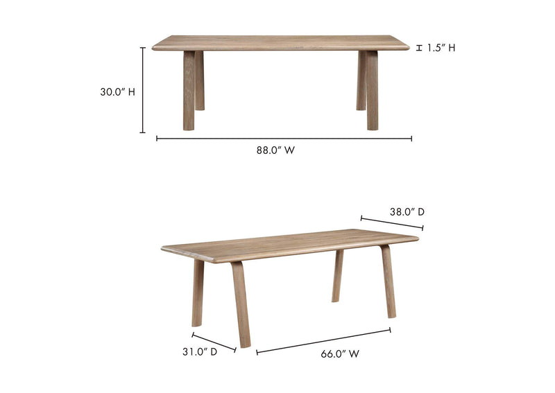 BC-1046-18 Malibu Dining Table White Oak