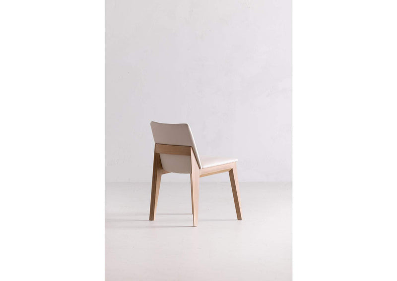 BC-1086-05 Deco Oak Dining Chair Cream White PVC - Set Of Two