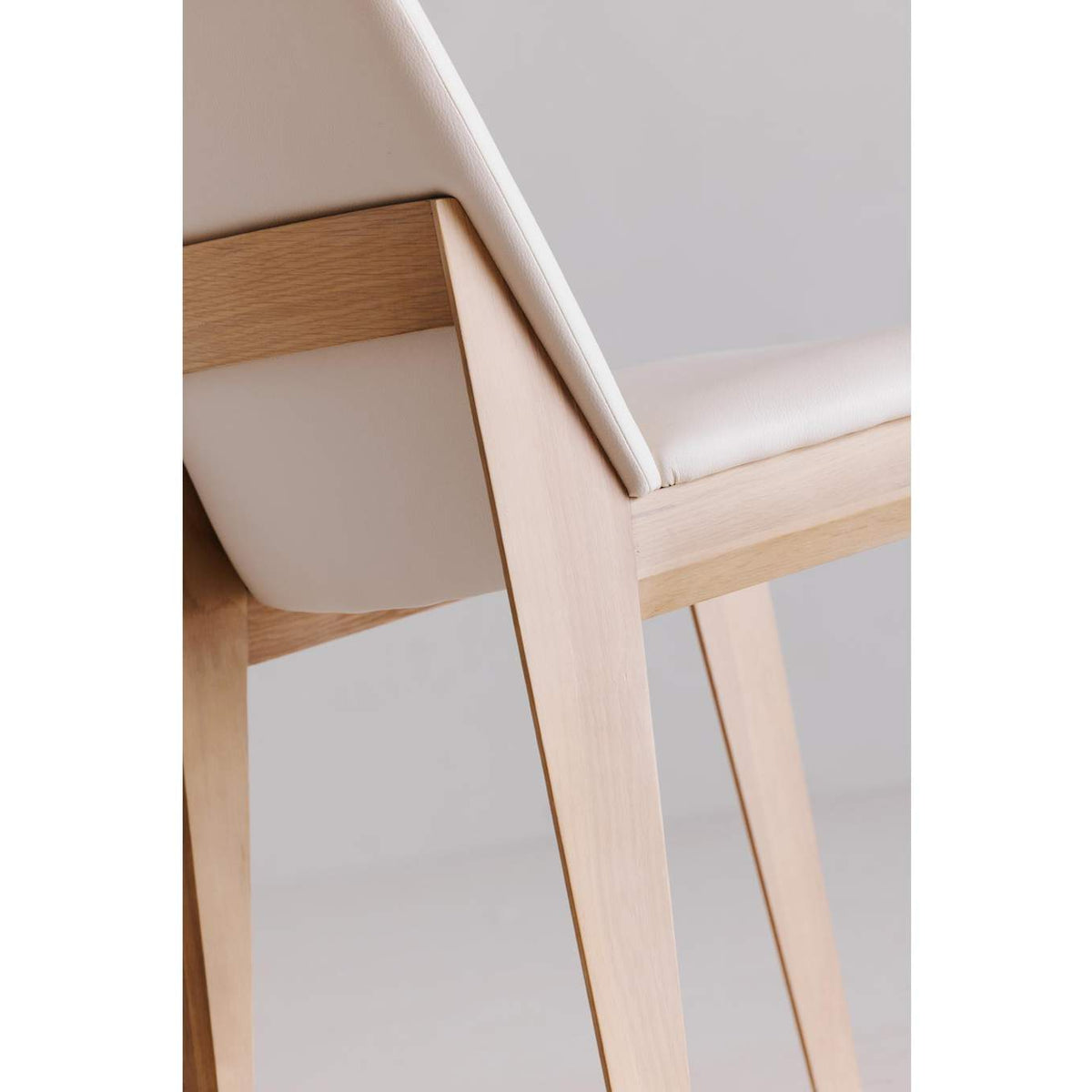 BC-1086-05 Deco Oak Dining Chair Cream White PVC - Set Of Two