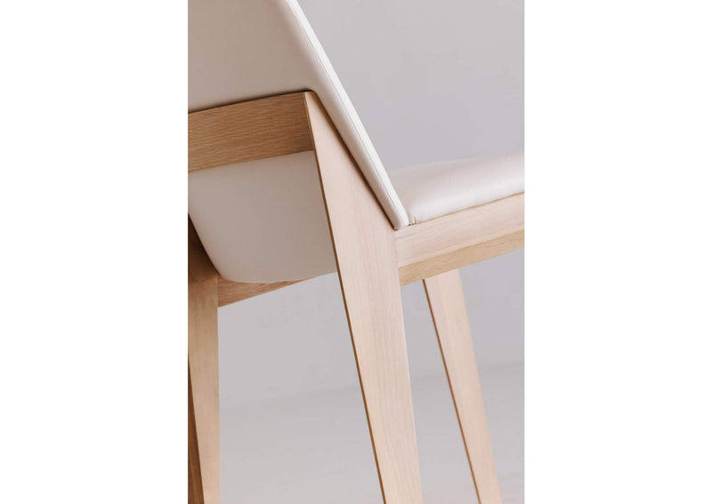 BC-1086-05 Deco Oak Dining Chair Cream White PVC - Set Of Two