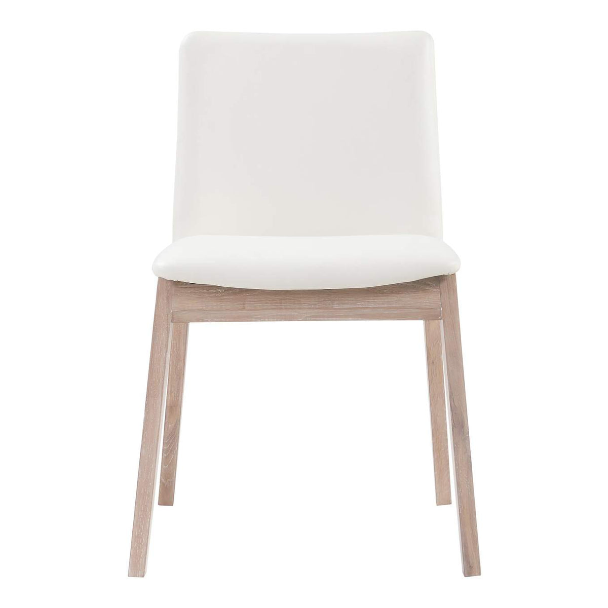 BC-1086-05 Deco Oak Dining Chair Cream White PVC - Set Of Two