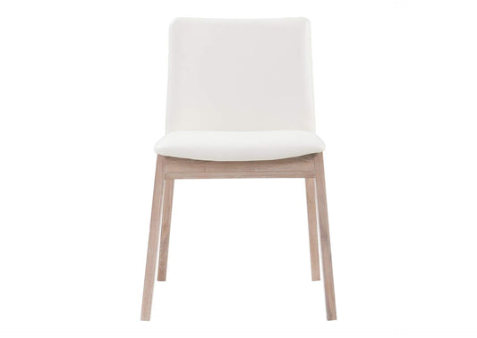 BC-1086-05 Deco Oak Dining Chair Cream White PVC - Set Of Two