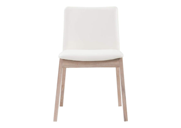 BC-1086-05 Deco Oak Dining Chair Cream White PVC - Set Of Two