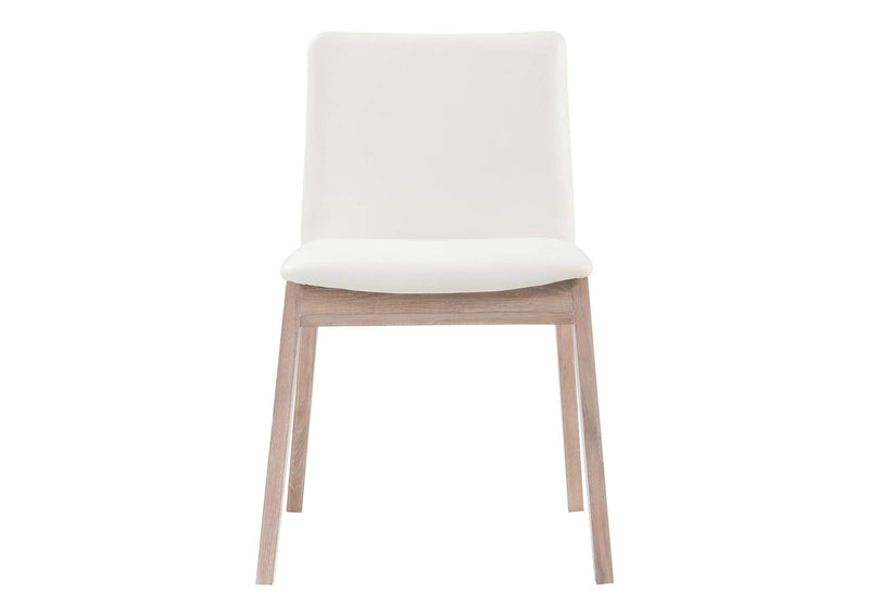 BC-1086-05 Deco Oak Dining Chair Cream White PVC - Set Of Two