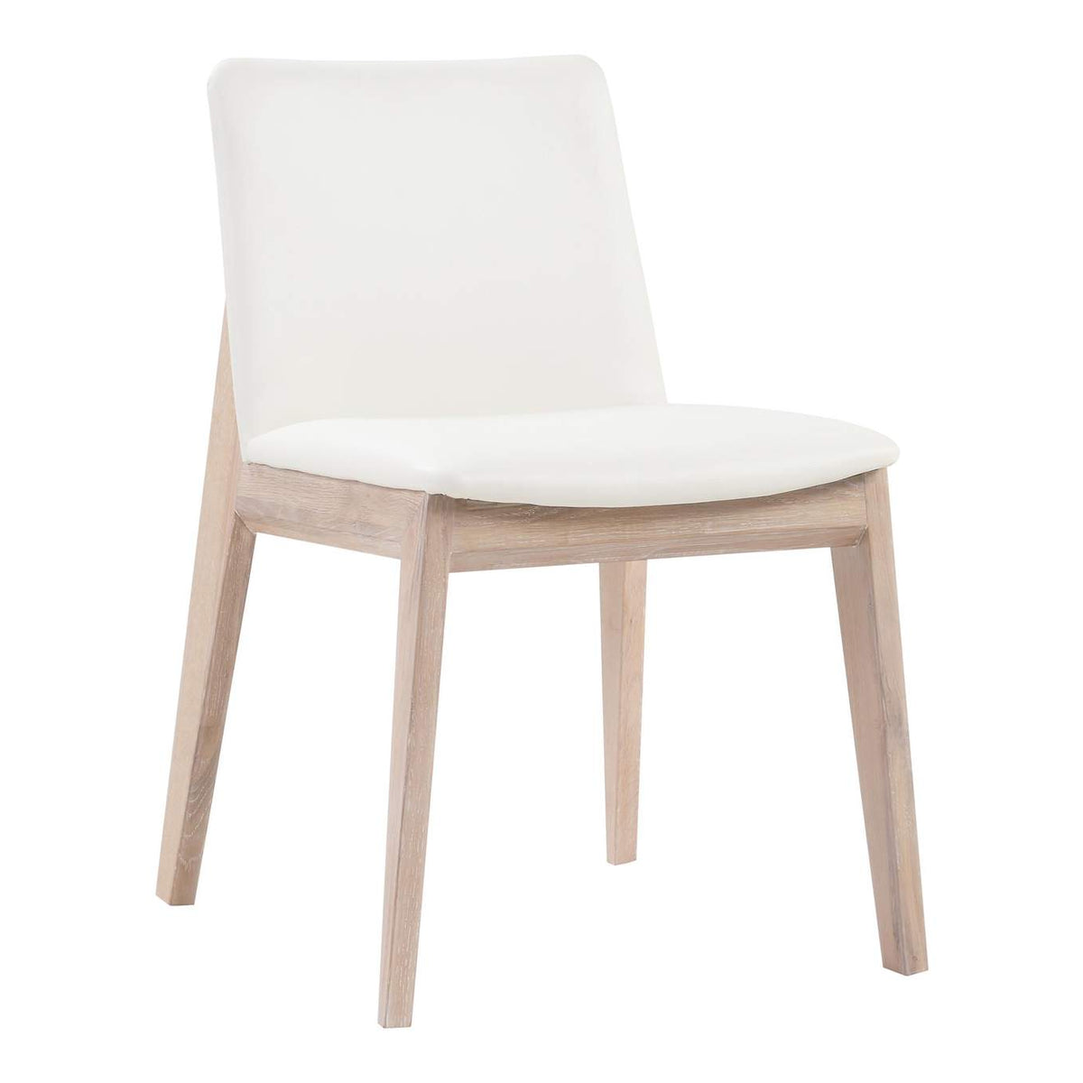 BC-1086-05 Deco Oak Dining Chair Cream White PVC - Set Of Two