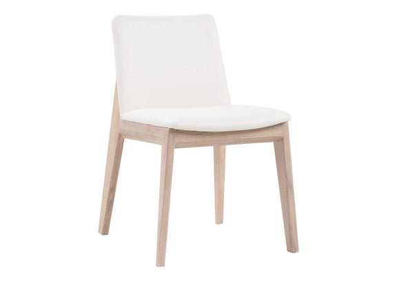 BC-1086-05 Deco Oak Dining Chair Cream White PVC - Set Of Two