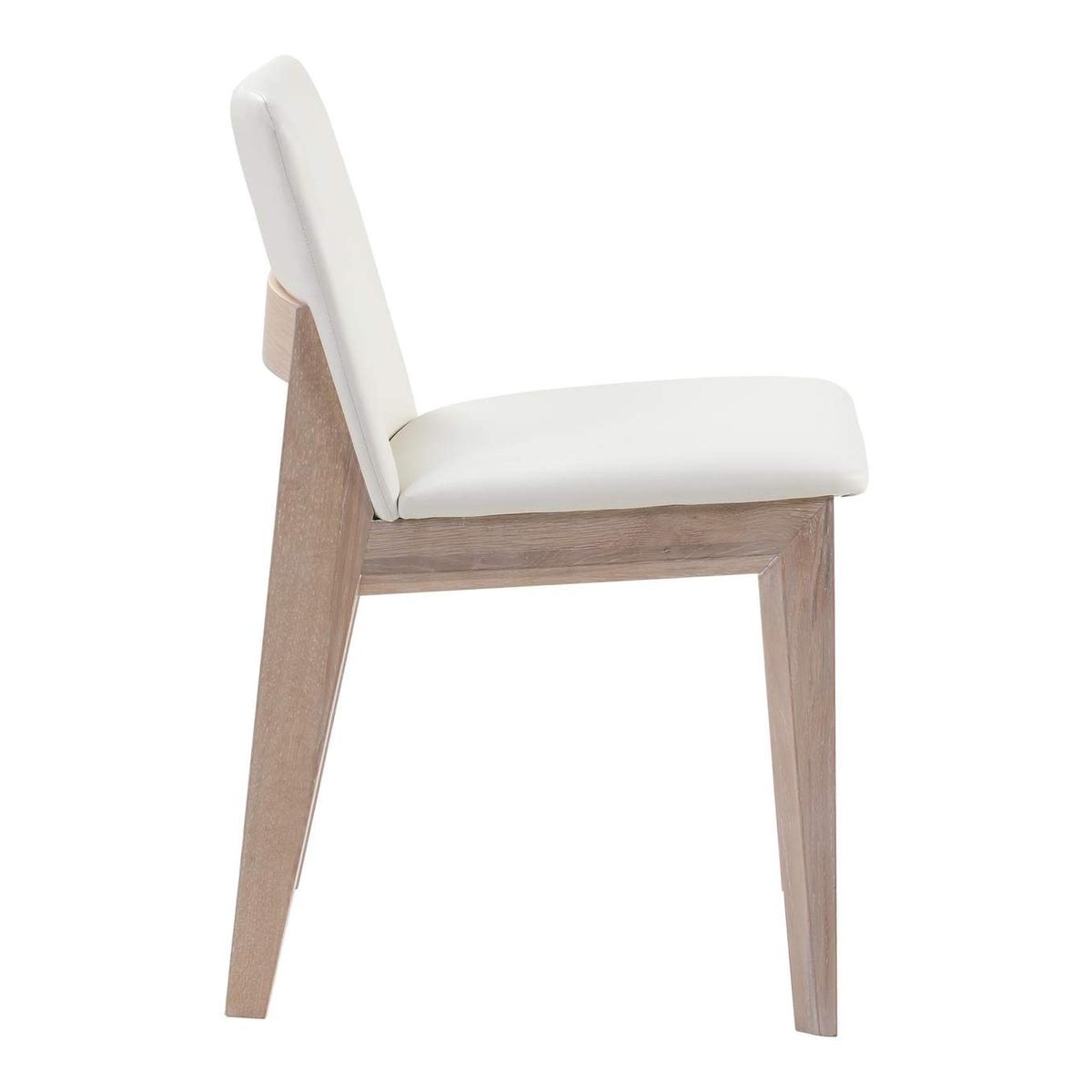 BC-1086-05 Deco Oak Dining Chair Cream White PVC - Set Of Two