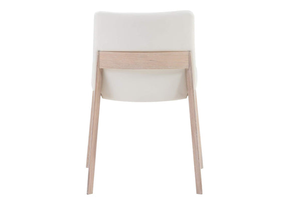 BC-1086-05 Deco Oak Dining Chair Cream White PVC - Set Of Two