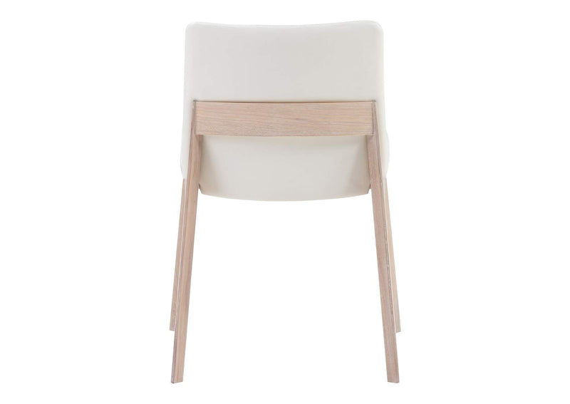 BC-1086-05 Deco Oak Dining Chair Cream White PVC - Set Of Two