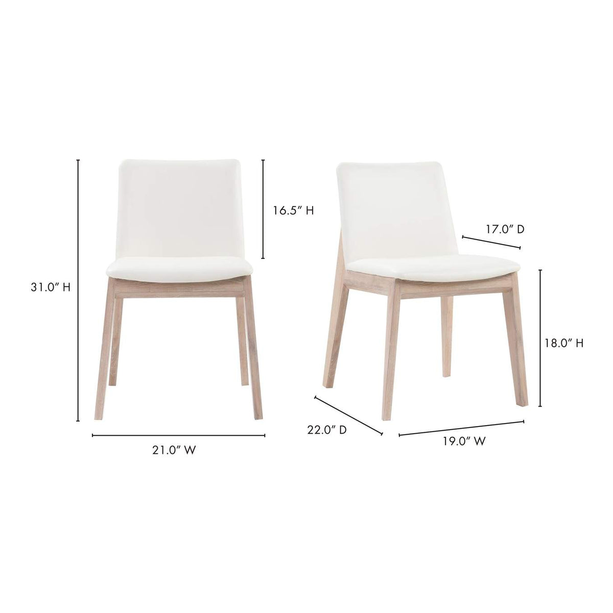 BC-1086-05 Deco Oak Dining Chair Cream White PVC - Set Of Two