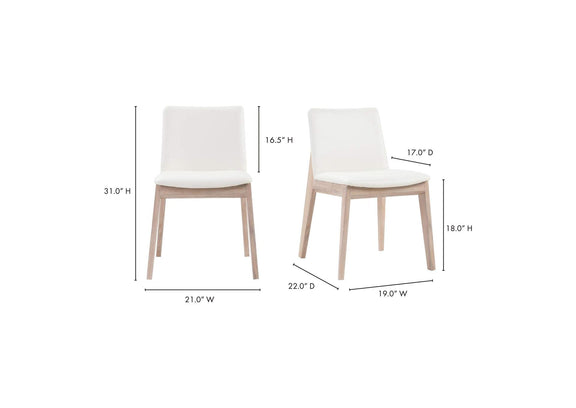 BC-1086-05 Deco Oak Dining Chair Cream White PVC - Set Of Two