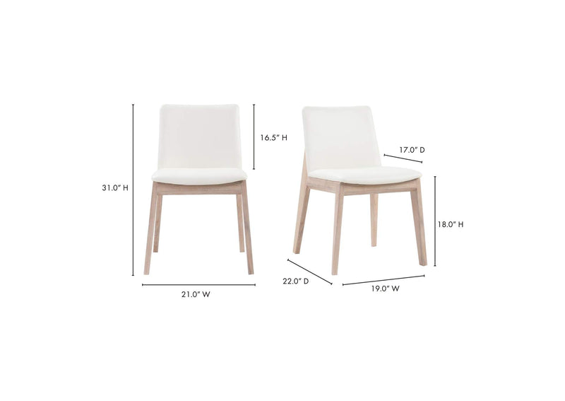 BC-1086-05 Deco Oak Dining Chair Cream White PVC - Set Of Two