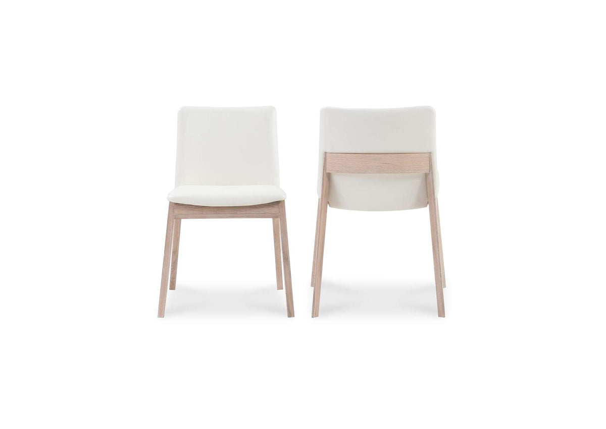 BC-1086-05 Deco Oak Dining Chair Cream White PVC - Set Of Two