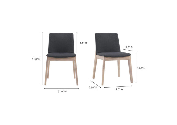 BC-1086-25 Deco Oak Dining Chair Dark Grey - Set Of Two