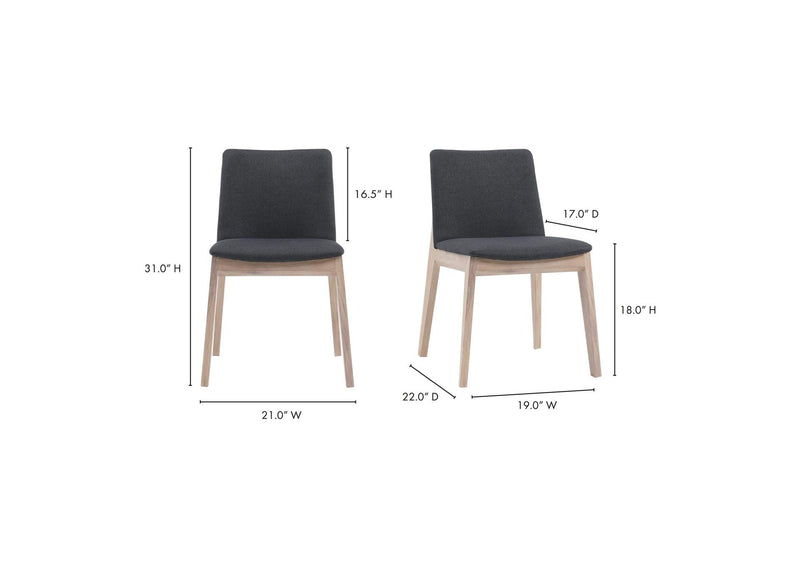 BC-1086-25 Deco Oak Dining Chair Dark Grey - Set Of Two