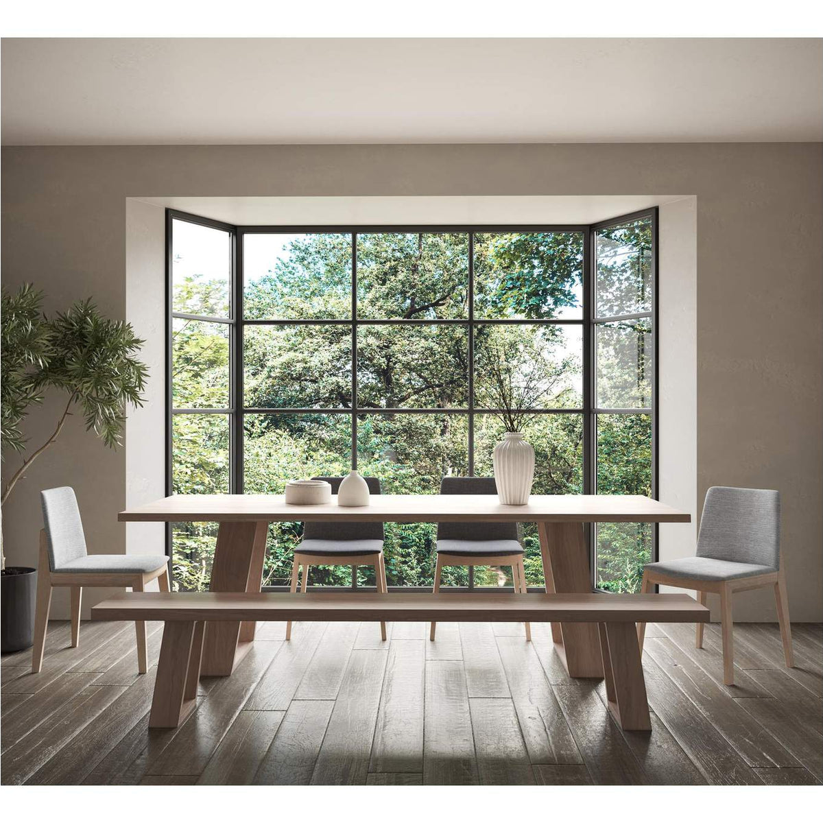 BC-1086-29 Deco Oak Dining Chair Light Grey - Set Of Two