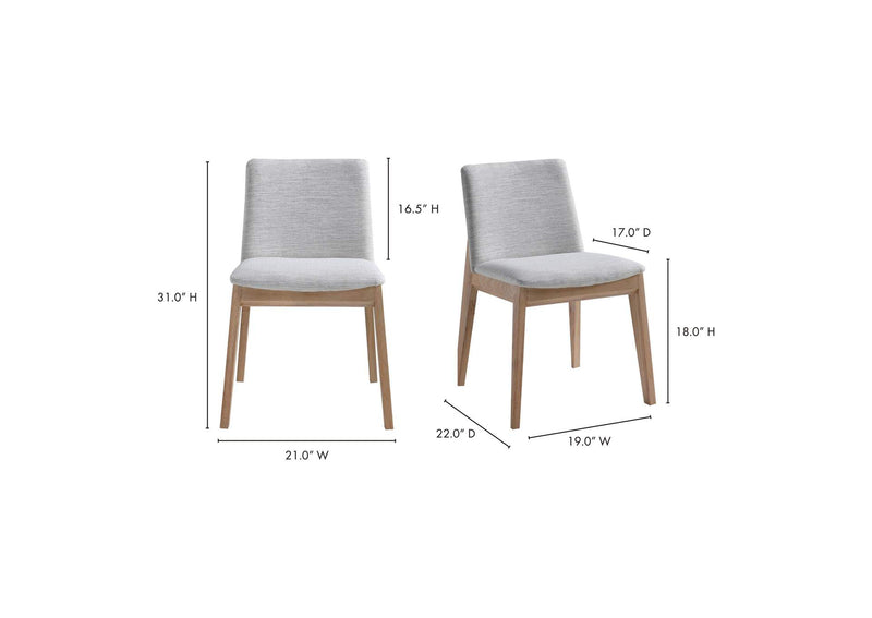 BC-1086-29 Deco Oak Dining Chair Light Grey - Set Of Two