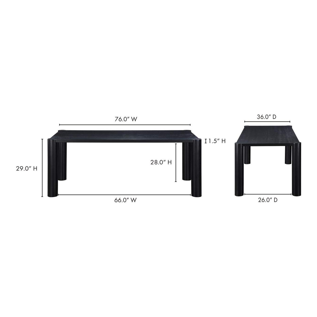 BC-1111-02-0 Post Small Dining Table Black