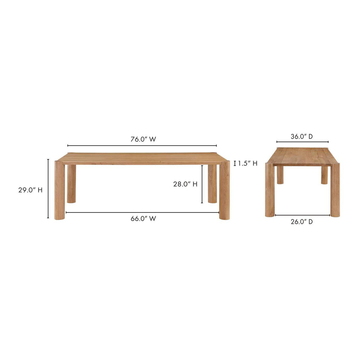 BC-1111-18-0 Post Small Dining Table Natural Oak
