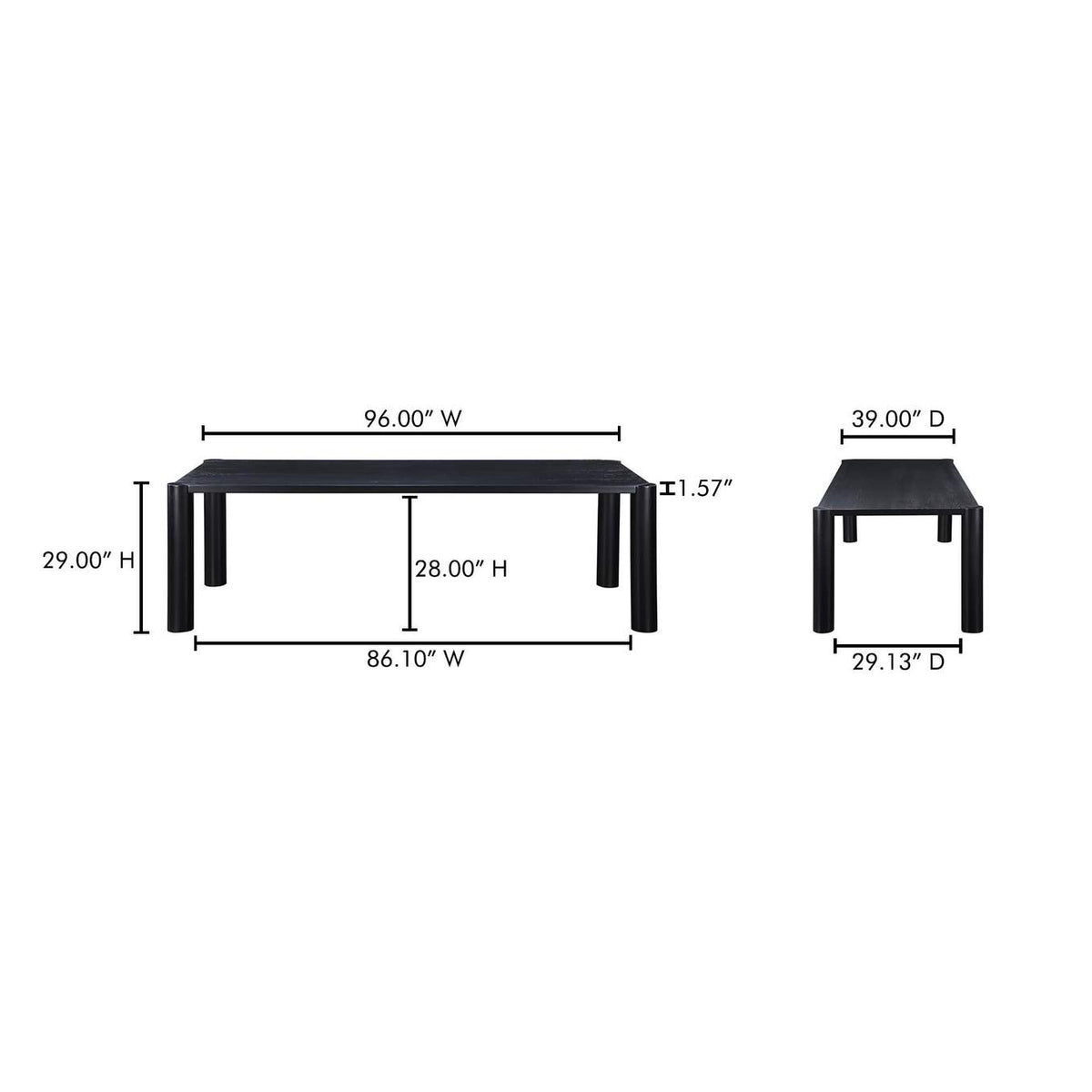 BC-1112-02-0 Post Large Dining Table Black