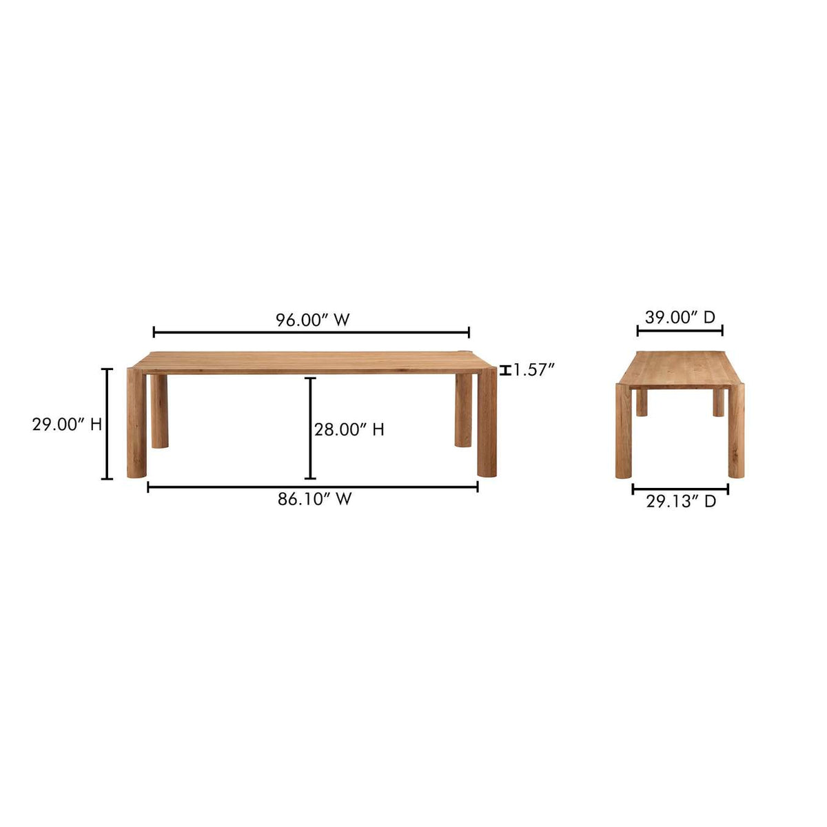 BC-1112-18-0 Post Large Table Large Natural Oak