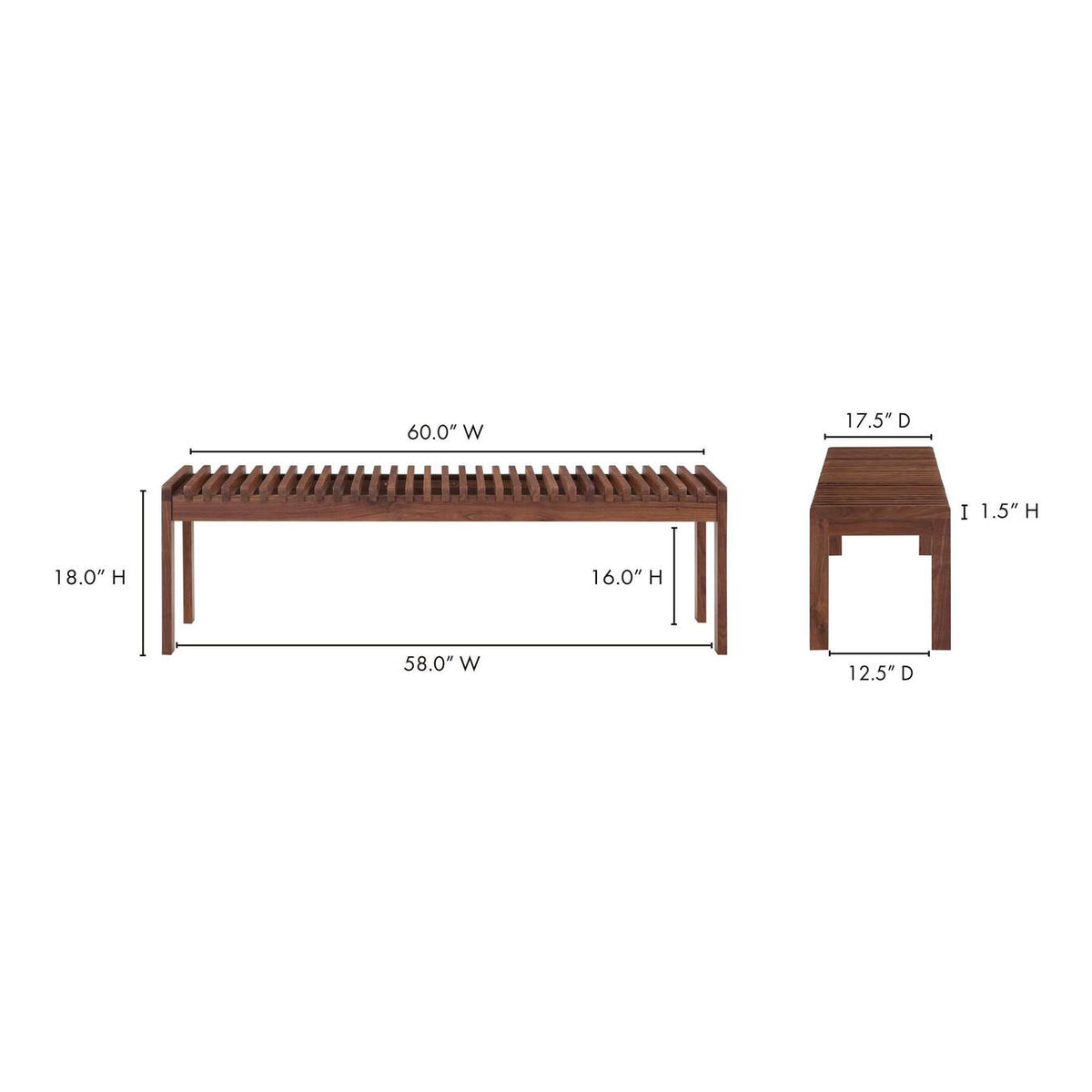 BC-1114-03 Rohe Bench Walnut Brown