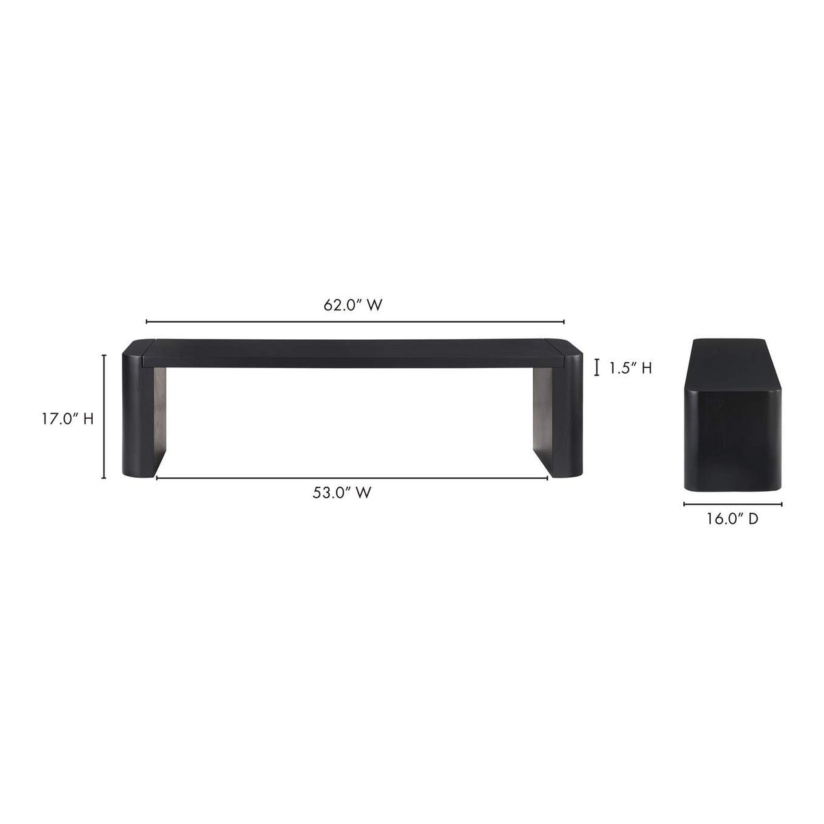 BC-1120-02-0 Post Small Dining Bench Black