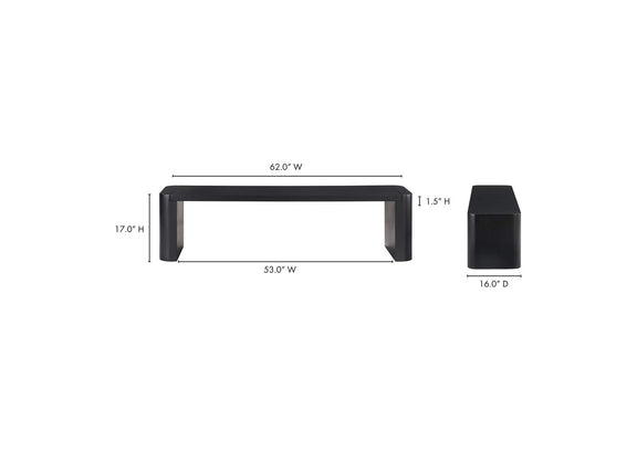 BC-1120-02-0 Post Small Dining Bench Black