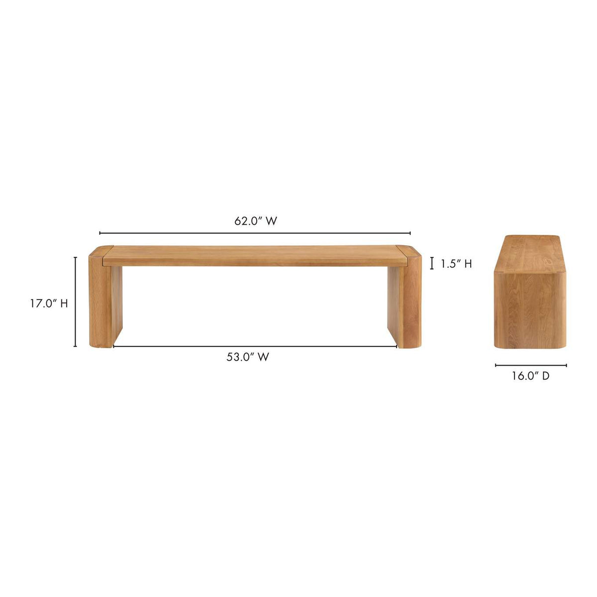 BC-1120-24-0 Post Small Dining Bench Natural