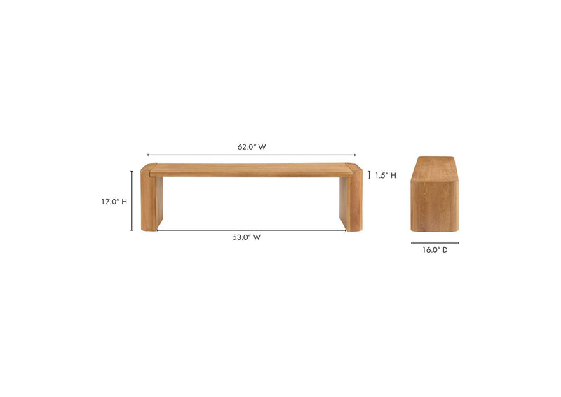 BC-1120-24-0 Post Small Dining Bench Natural