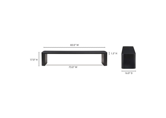 BC-1121-02-0 Post Large Dining Bench Black
