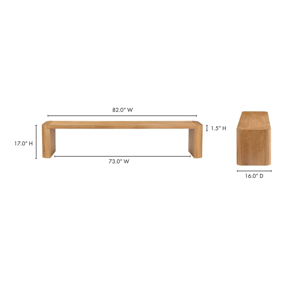 BC-1121-24-0 Post Large Dining Bench Natural