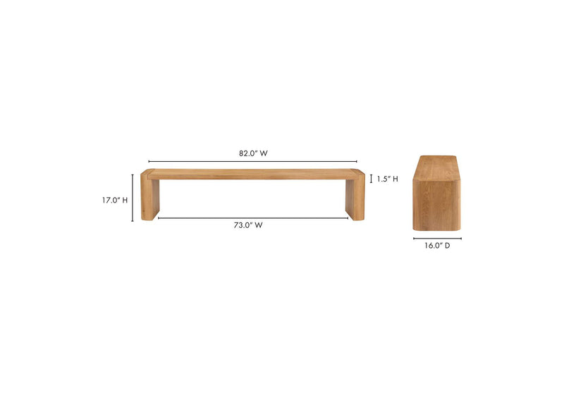 BC-1121-24-0 Post Large Dining Bench Natural