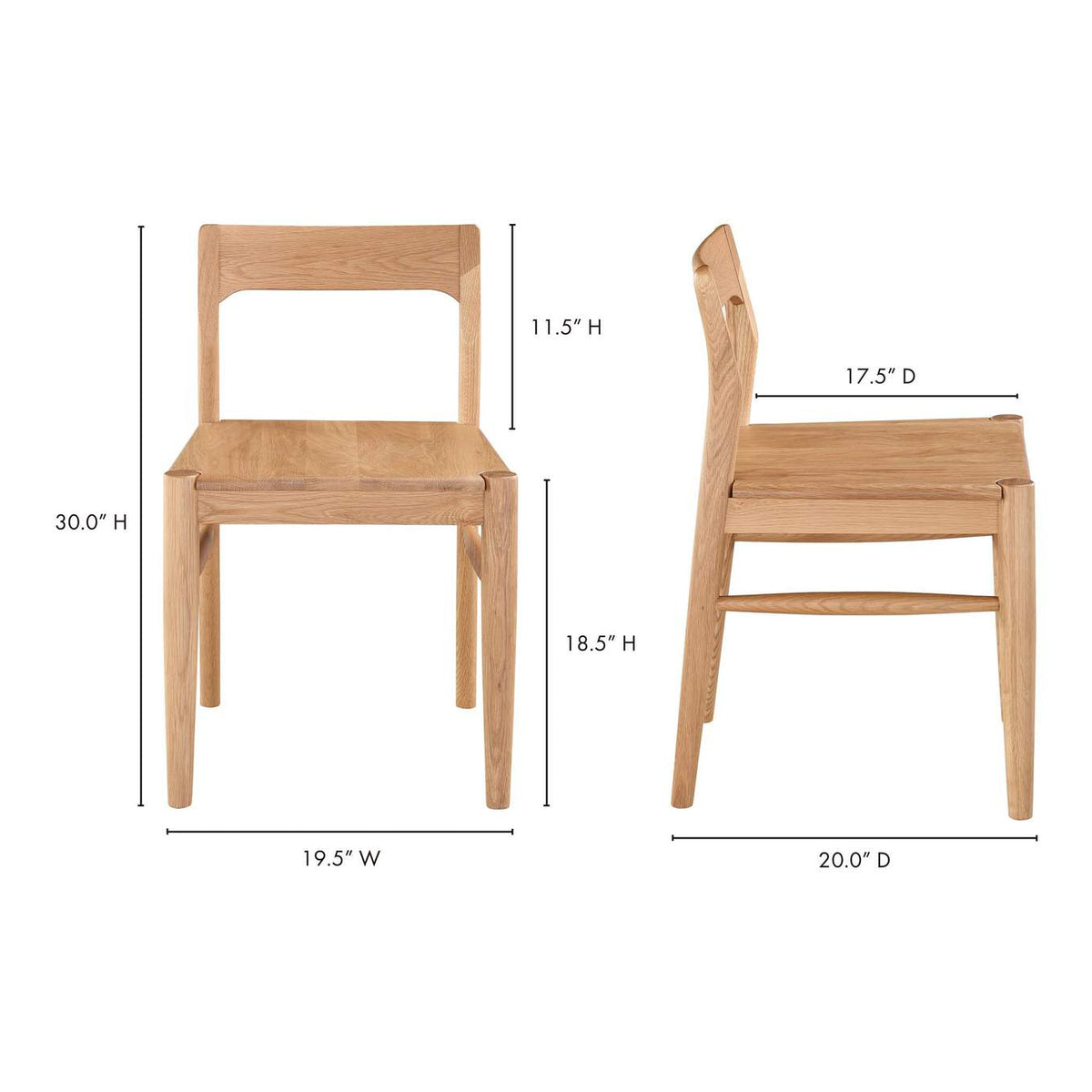 BC-1123-24 Owing Dining Chair Natural Oak - Set Of Two