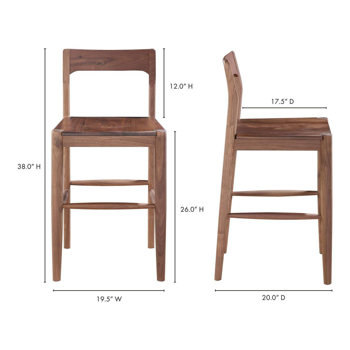 BC-1124-03 Owing Counter Stool Walnut Brown