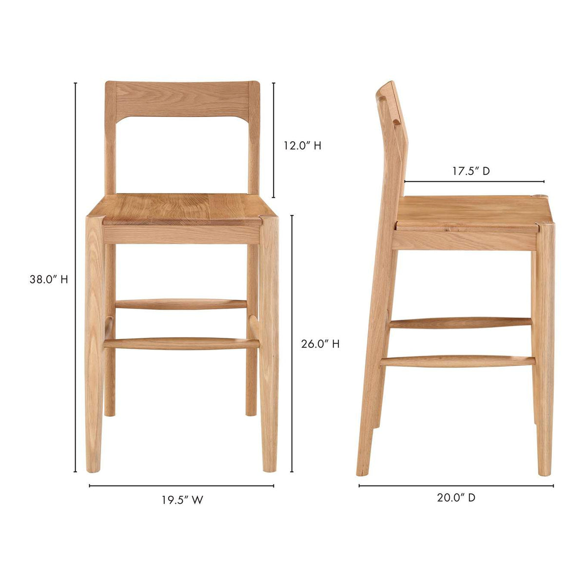 BC-1124-24 Owing Counter Stool Natural Oak