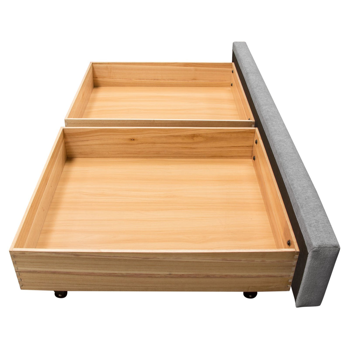 Beverly Queen Bed with Integrated Footboard Storage Unit & Accent Wings in Grey Fabric